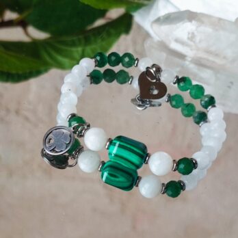 Bransoletka „Opiekun Serca” z Malachitem, Kamieniem Księżycowym