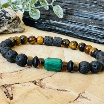 Bransoletka z Malachitem, Tygrysim Okiem i Lawą „Nike” zwycięstwo, wygrana