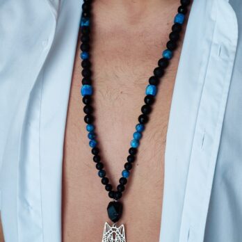 Długi naszyjnik z Turmalinem i Lapis Lazuli “ Anteros” ochrona ducha i materii