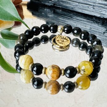 Bransoletka z Opalem i Zlotym Obsydianem „Solar Eclipse”