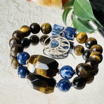 Bransoletka z Tygrysiego Oka z Sodalitem „Solar Insight”