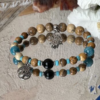 Bransoletka z Jaspisu Krajobrazowego z Turmalinem „Roots of Nature” silne korzenie