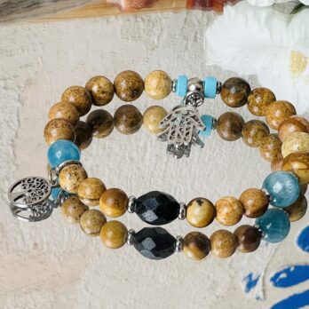 Bransoletka z Jaspisu Krajobrazowego z Turmalinem „Roots of Nature  I” silne korzenie