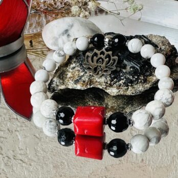 Bransoletka z Czerwonym Koralem i Howlitem „Supernova” pozytywne okoliczności, dobre finanse