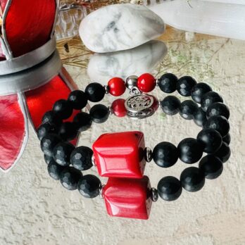 Bransoletka z Czerwonym Koralem i Onyksem”SupernovaII” przyciąganie sprzyjających okazji